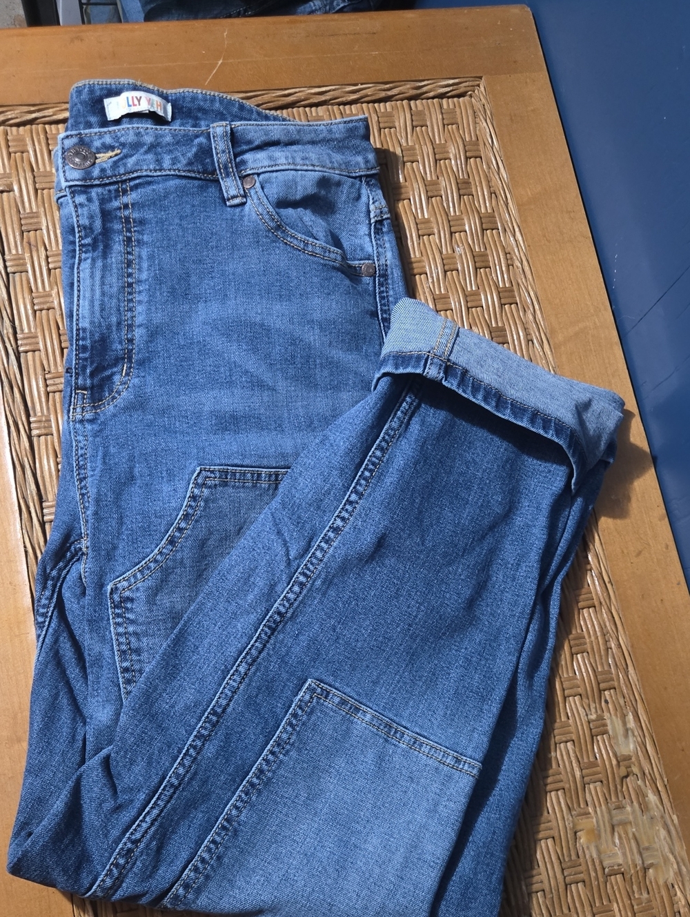 Denim Boyfriend Jeans in Medium Blue Wash